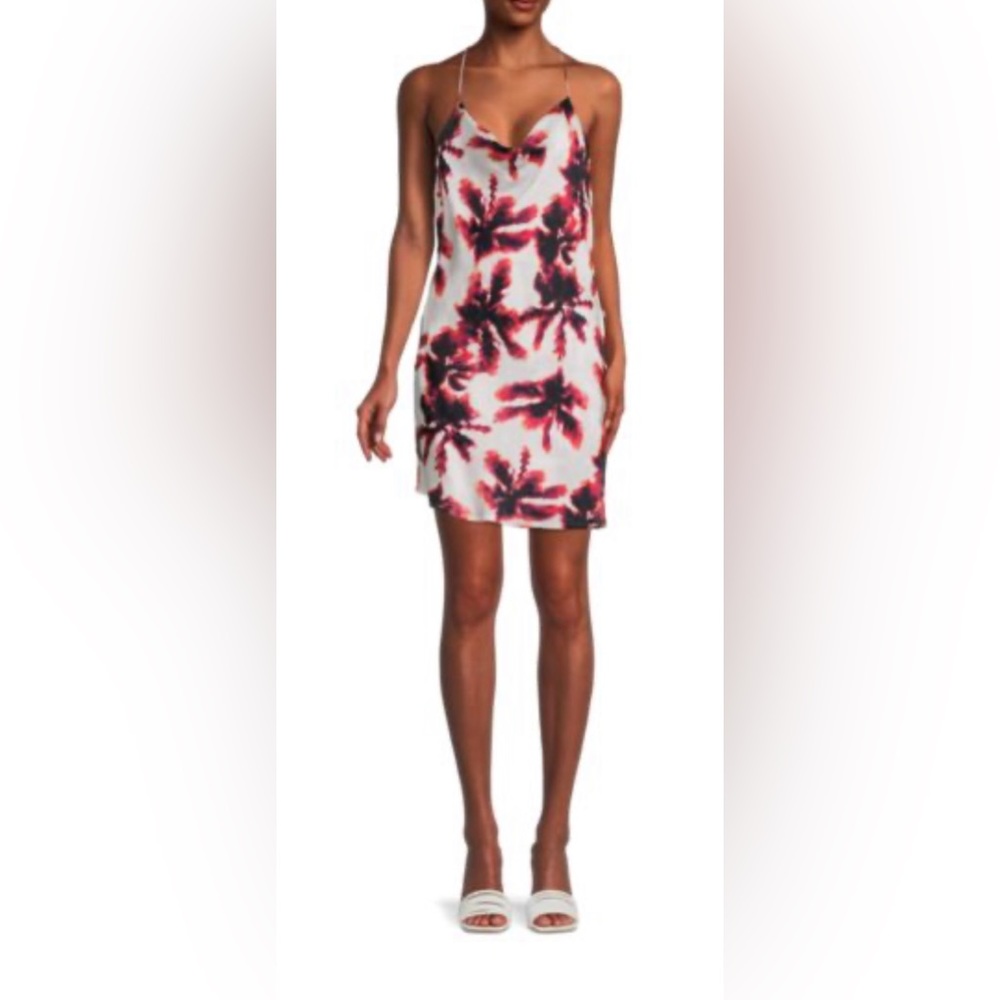 AREA STARS Palm Print Mini Slip Dress.NWT size Large